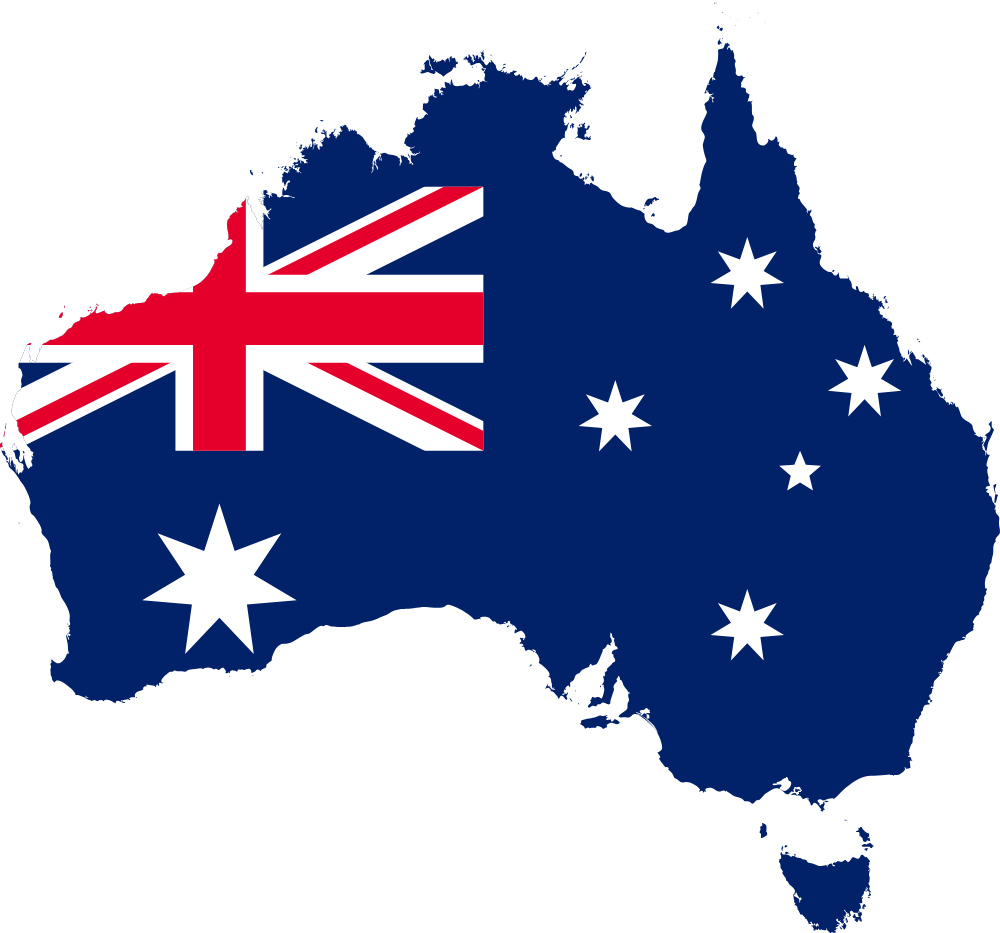 Map of australia featuring the australia flag