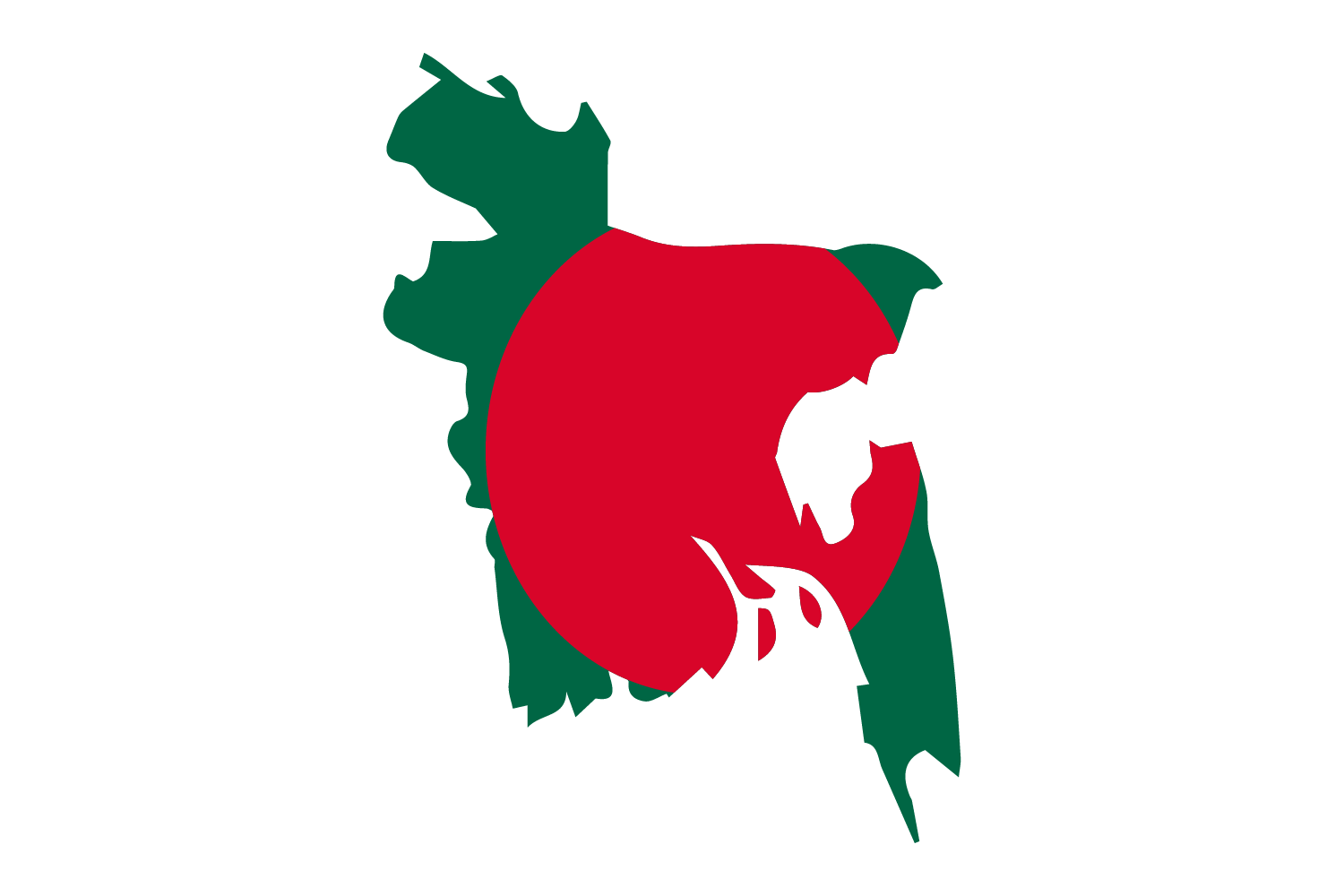 Map of bangladesh featuring the bangladesh flag