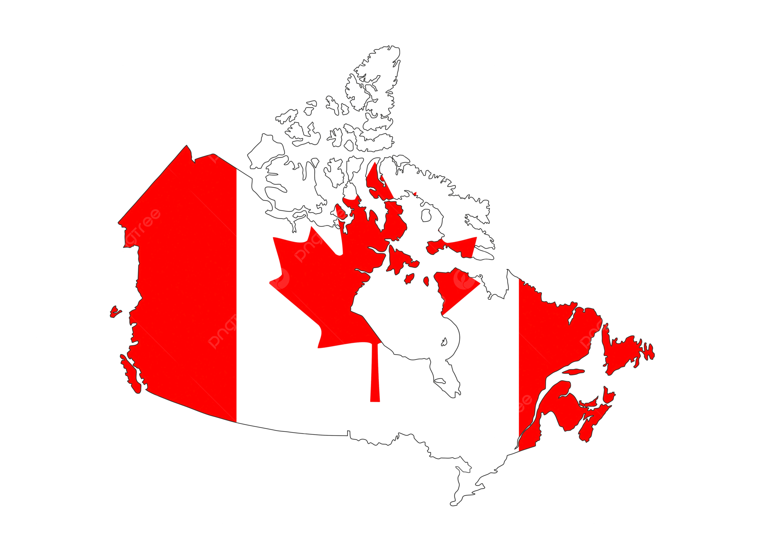 Map of Canada featuring the Canadian flag