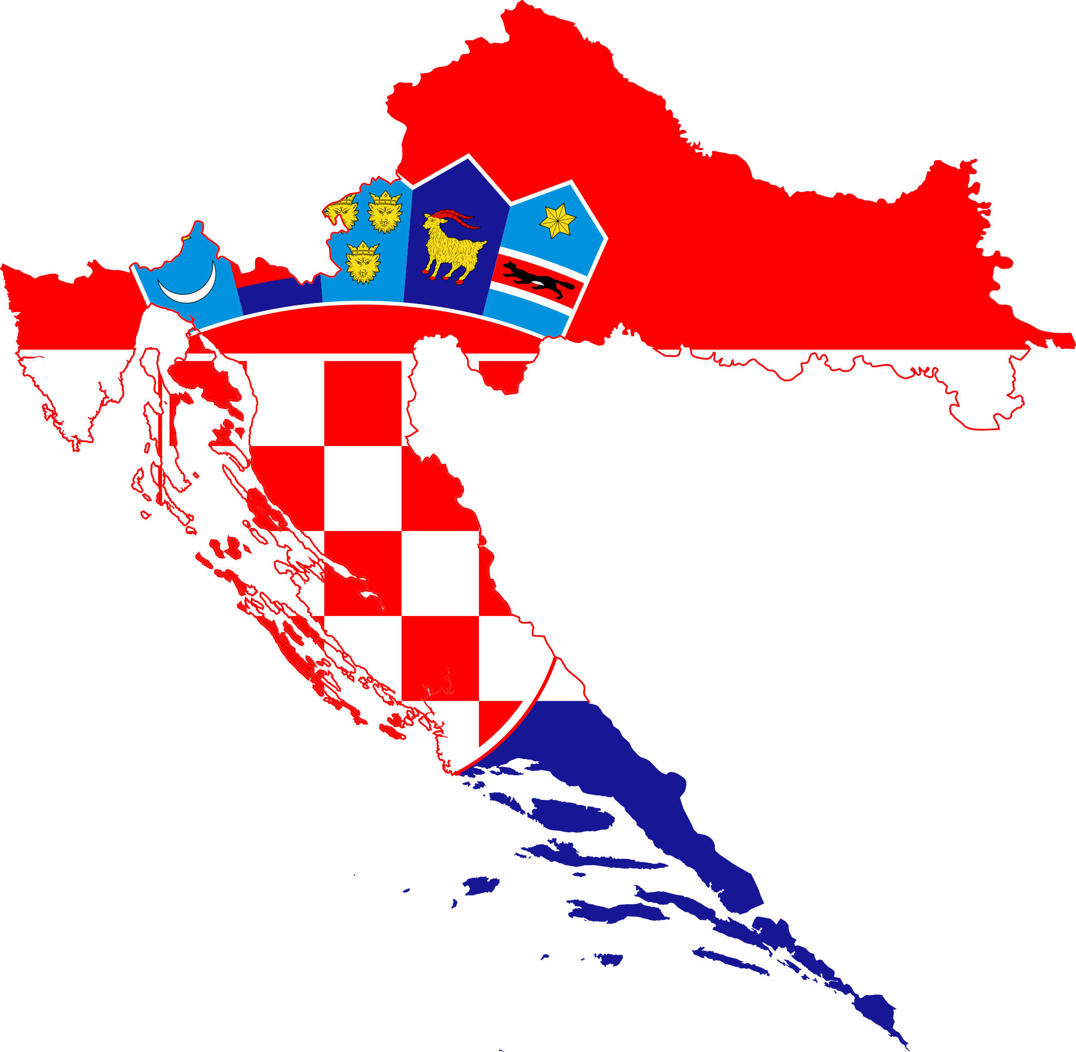 Map of croatia featuring the croatia flag