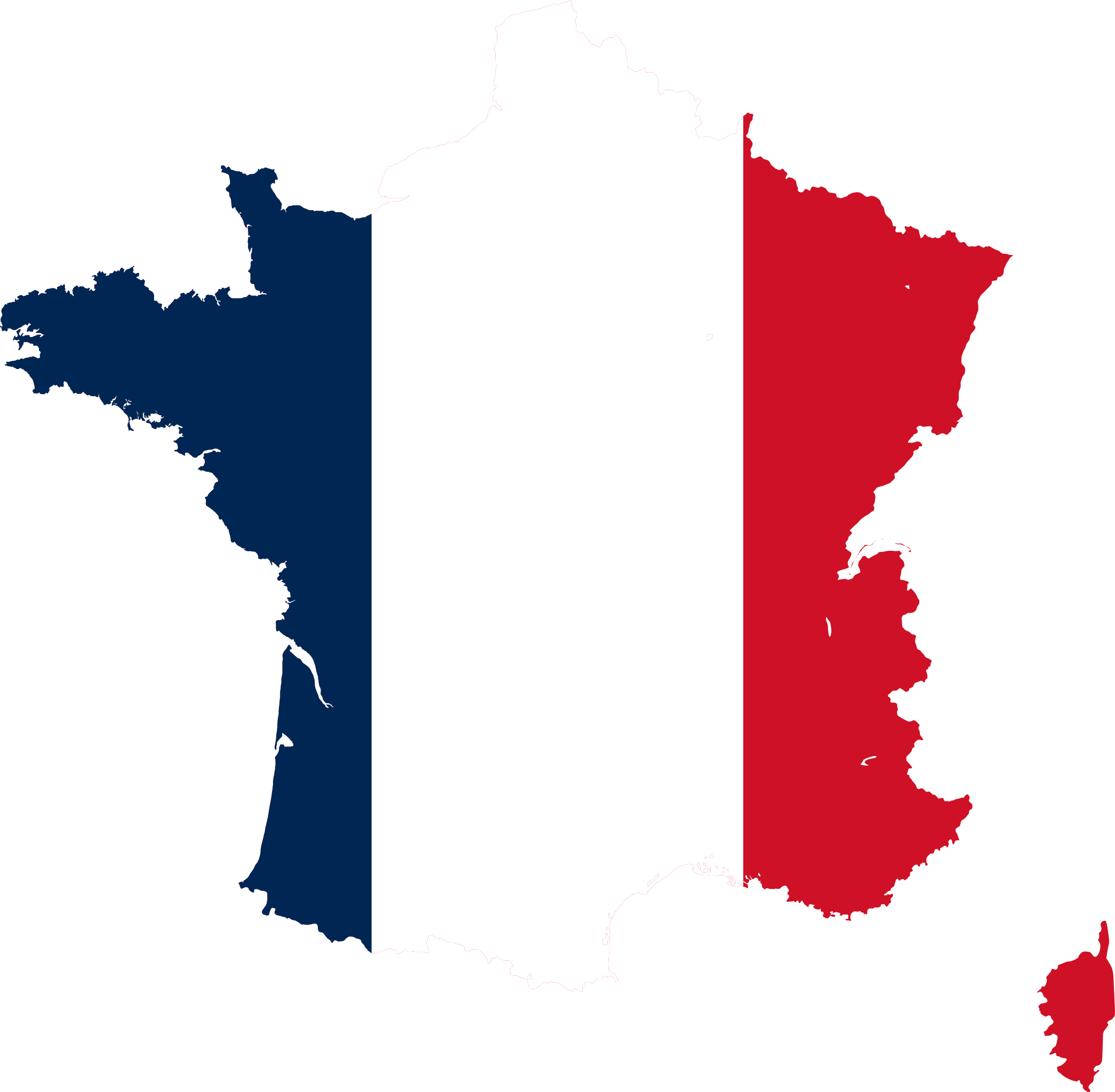 Map of france featuring the france flag