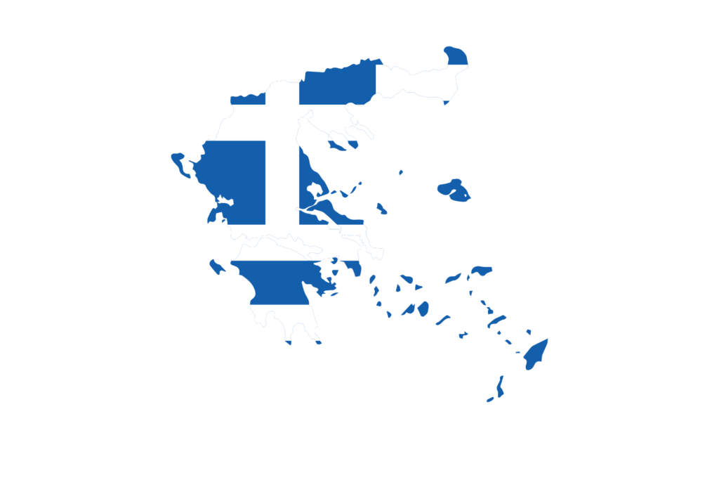 Map of greece featuring the greece flag
