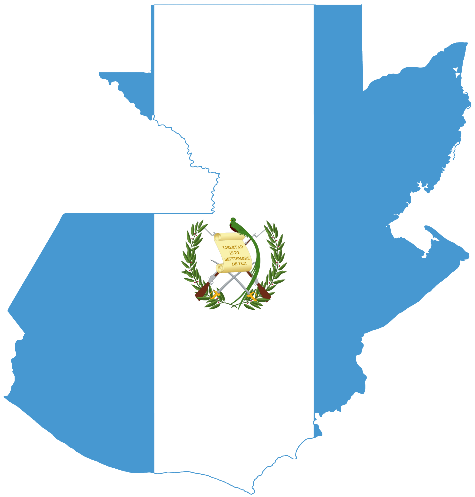 Map of guatemala featuring the guatemala flag