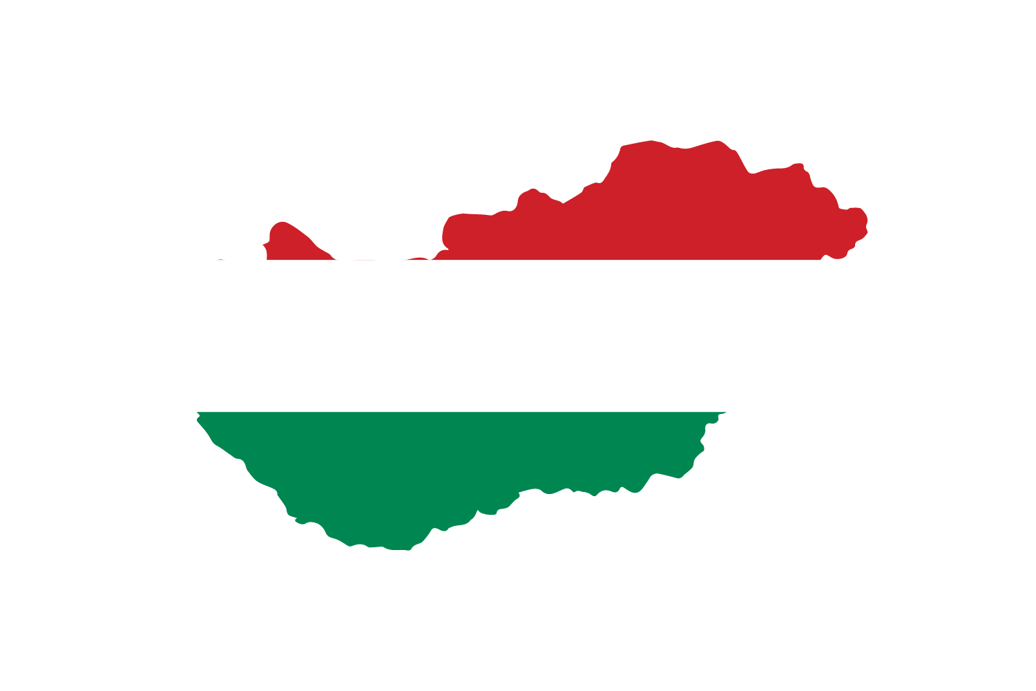Map of hungary featuring the hungarian flag