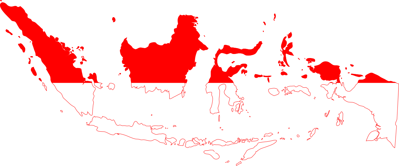 Map of indonesia featuring the indonesia flag