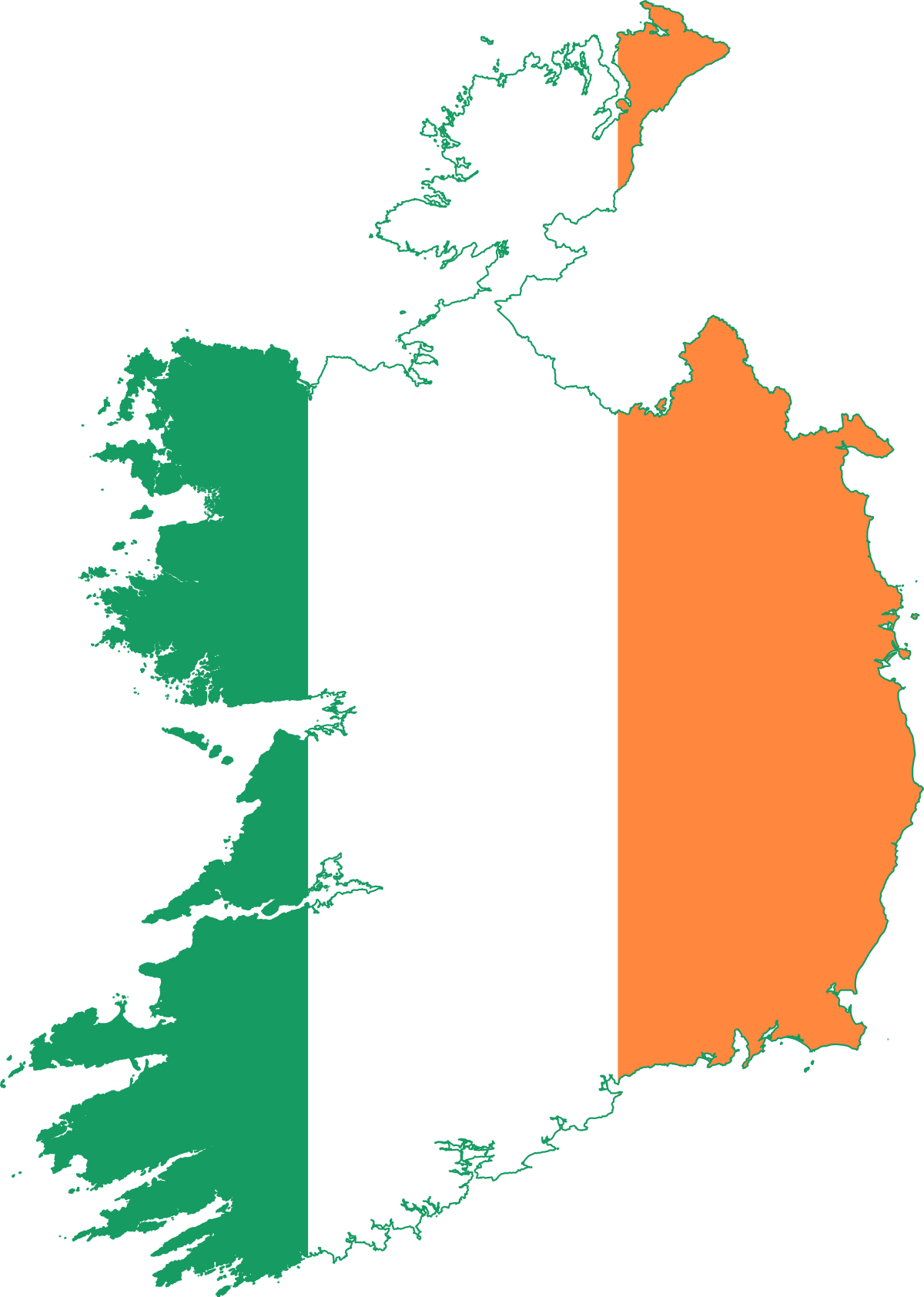 Map of ireland featuring the ireland flag