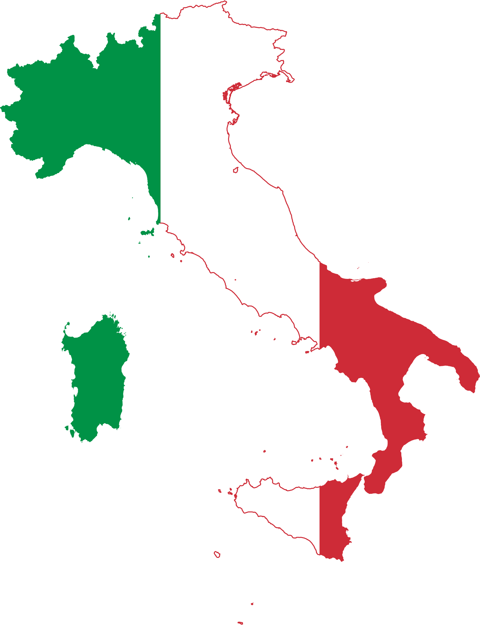 Map of italy featuring the italian flag