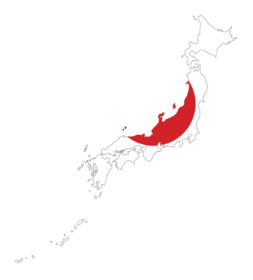 Map of japan featuring the japanese flag
