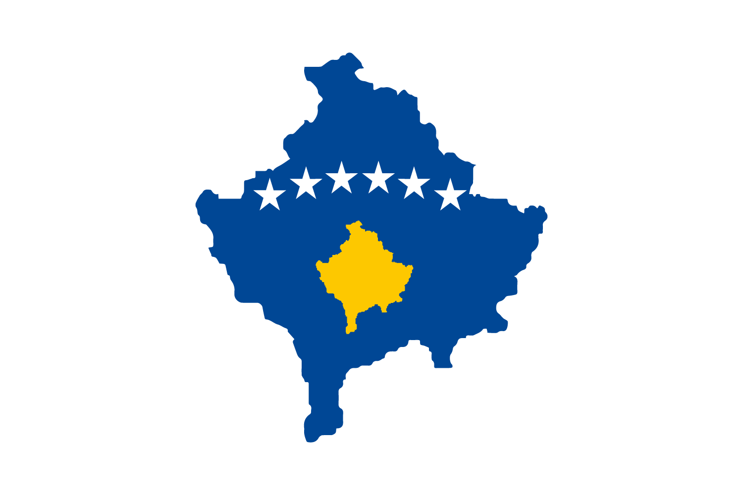 Map of kosovo featuring the kosovo flag