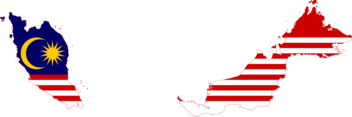 Map of malaysia featuring the malaysia flag