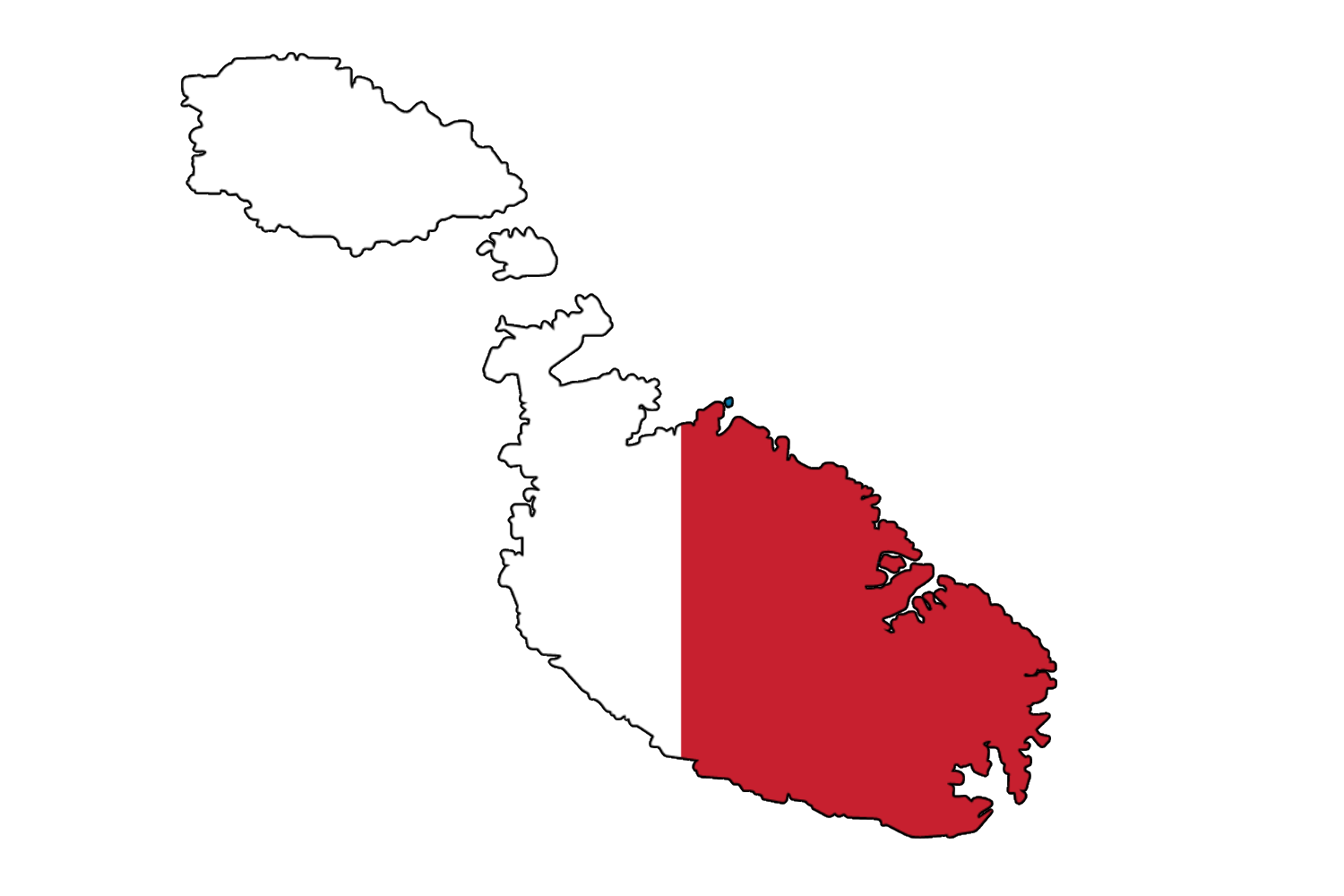 Map of malta featuring the malta flag