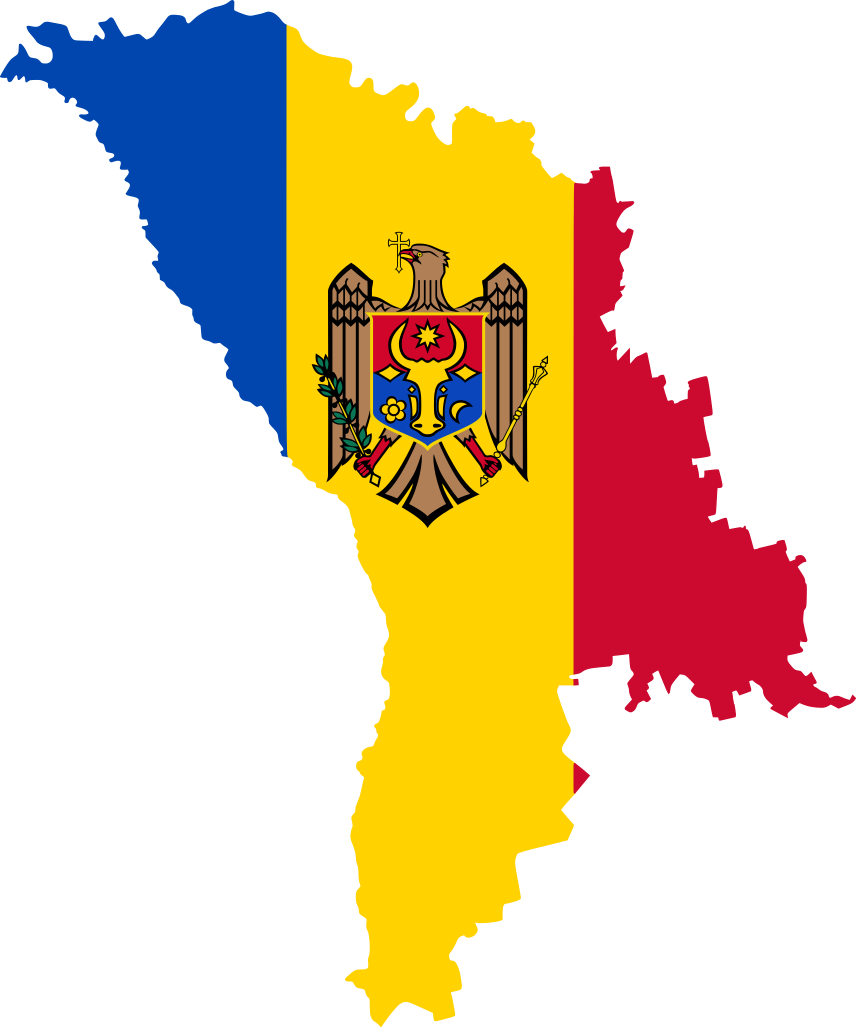 Map of moldova featuring the moldova flag