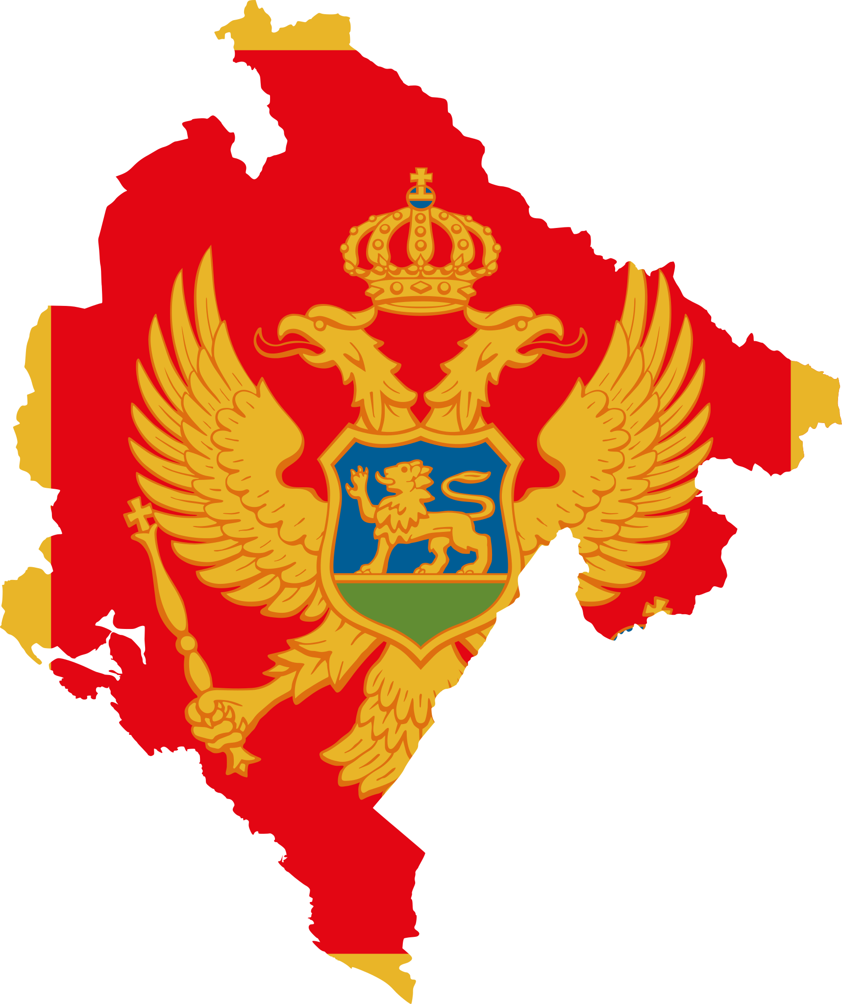Map of montenegro featuring the montenegro flag