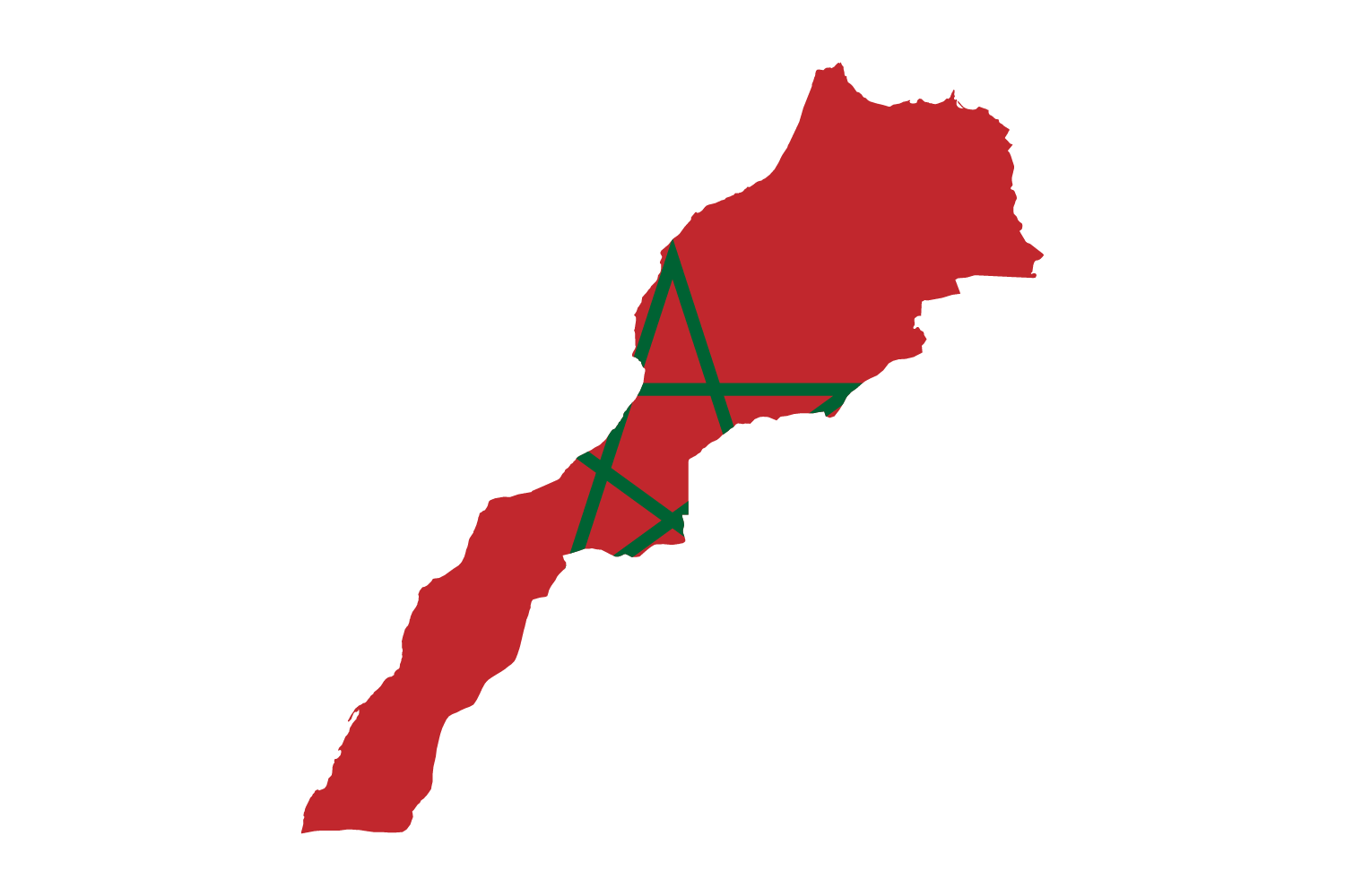 Map of morocco featuring the morocco flag