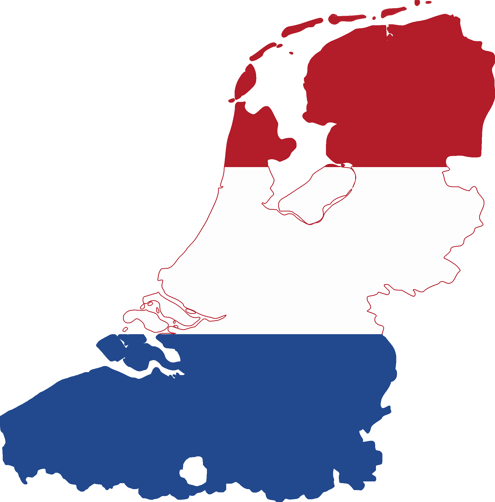 Map of netherlands featuring the netherlands flag