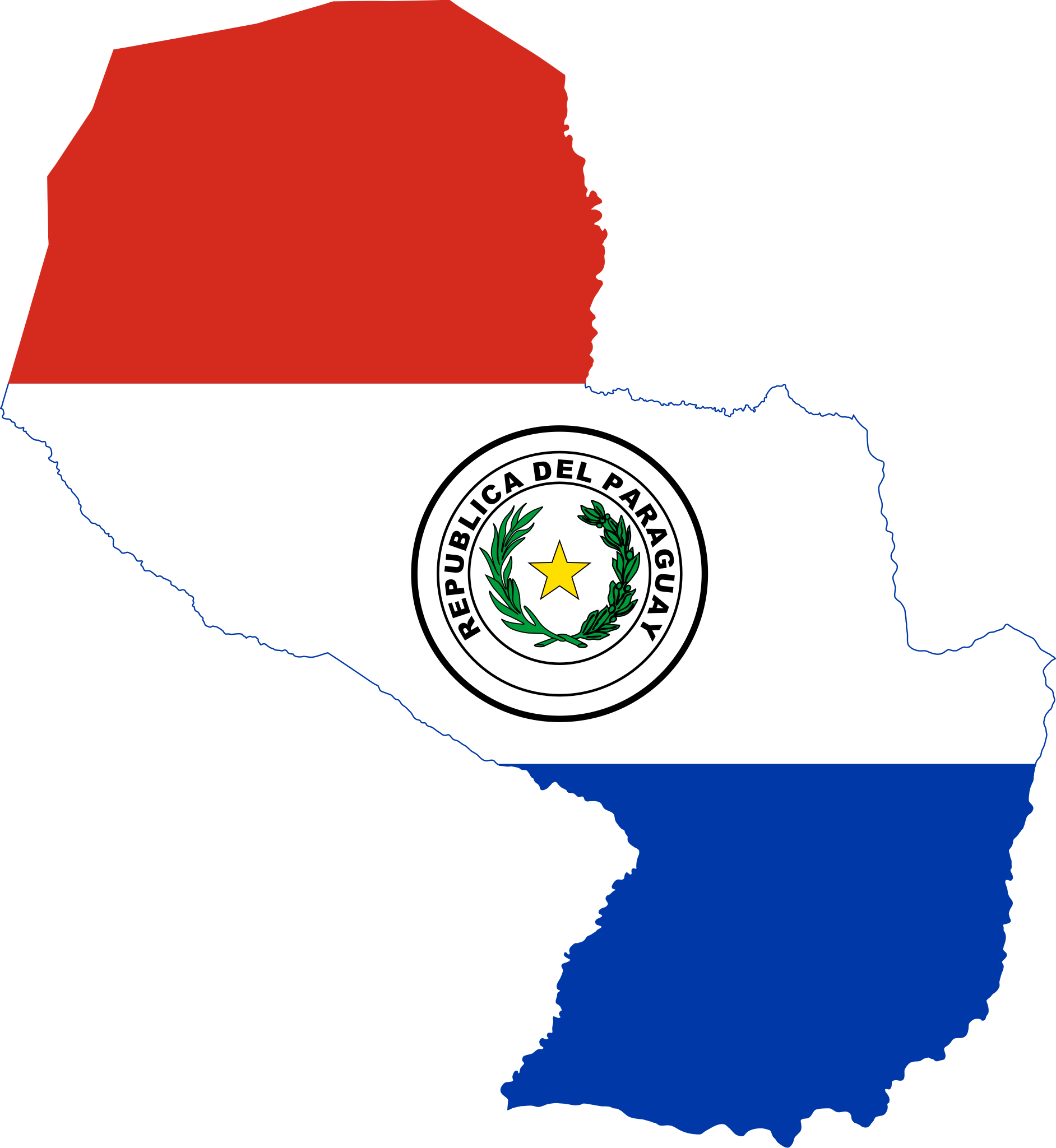 Map of paraguay featuring the paraguay flag