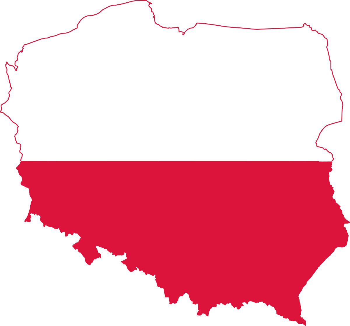 Map of poland featuring the poland flag