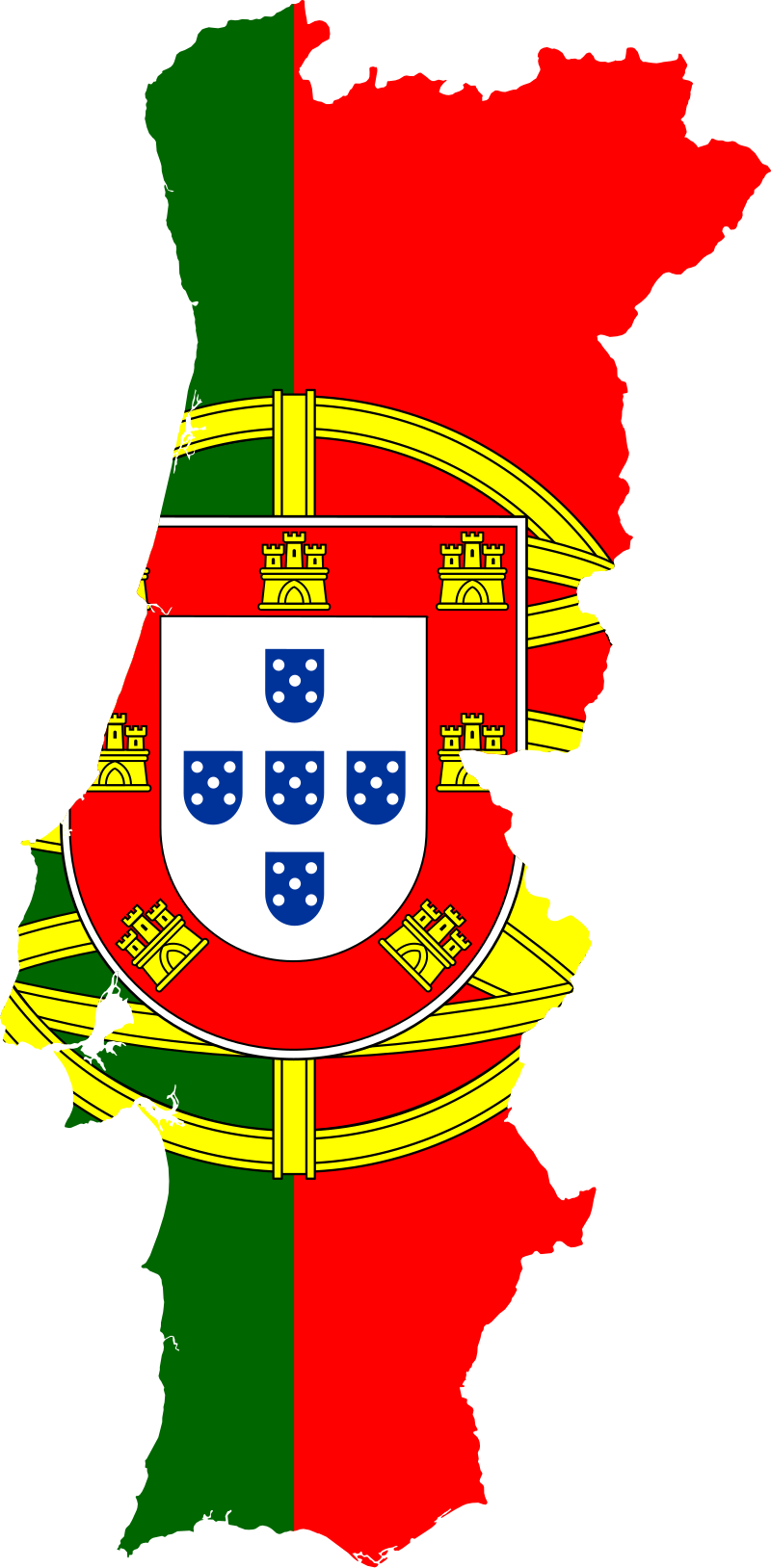 Map of portugal featuring the portugal flag