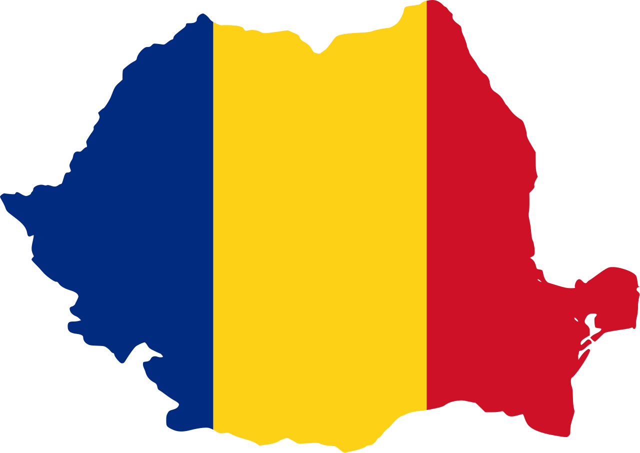 Map of romania featuring the romania flag