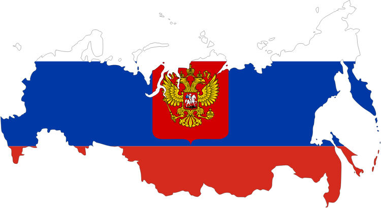 Map of russia featuring the russian flag