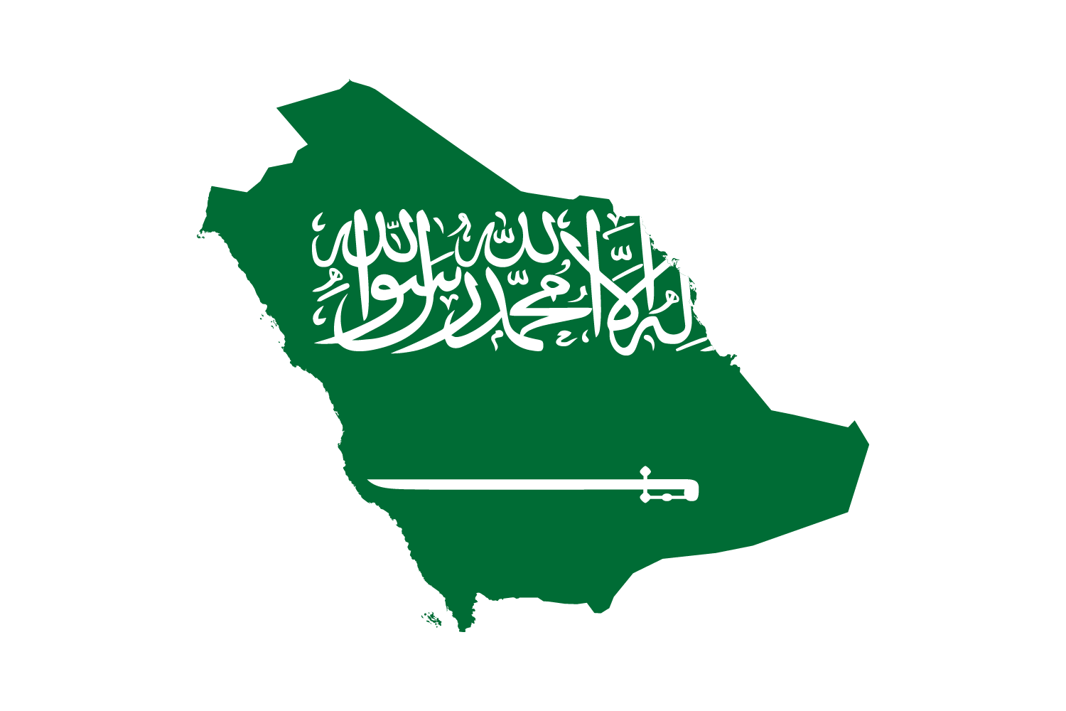 Map of saudi-arabia featuring the saudi-arabia flag