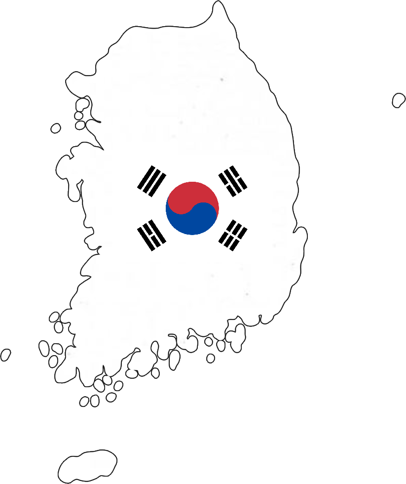 Map of south-korea featuring the south-korea flag