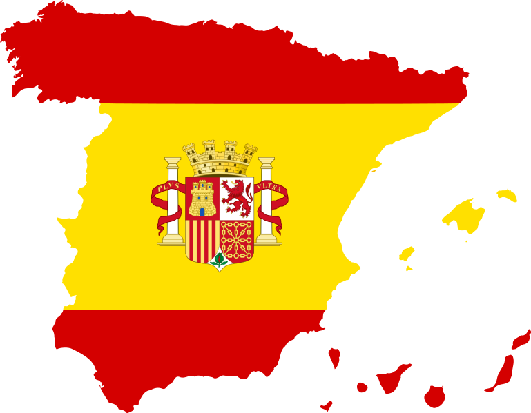 Map of spain featuring the spain flag