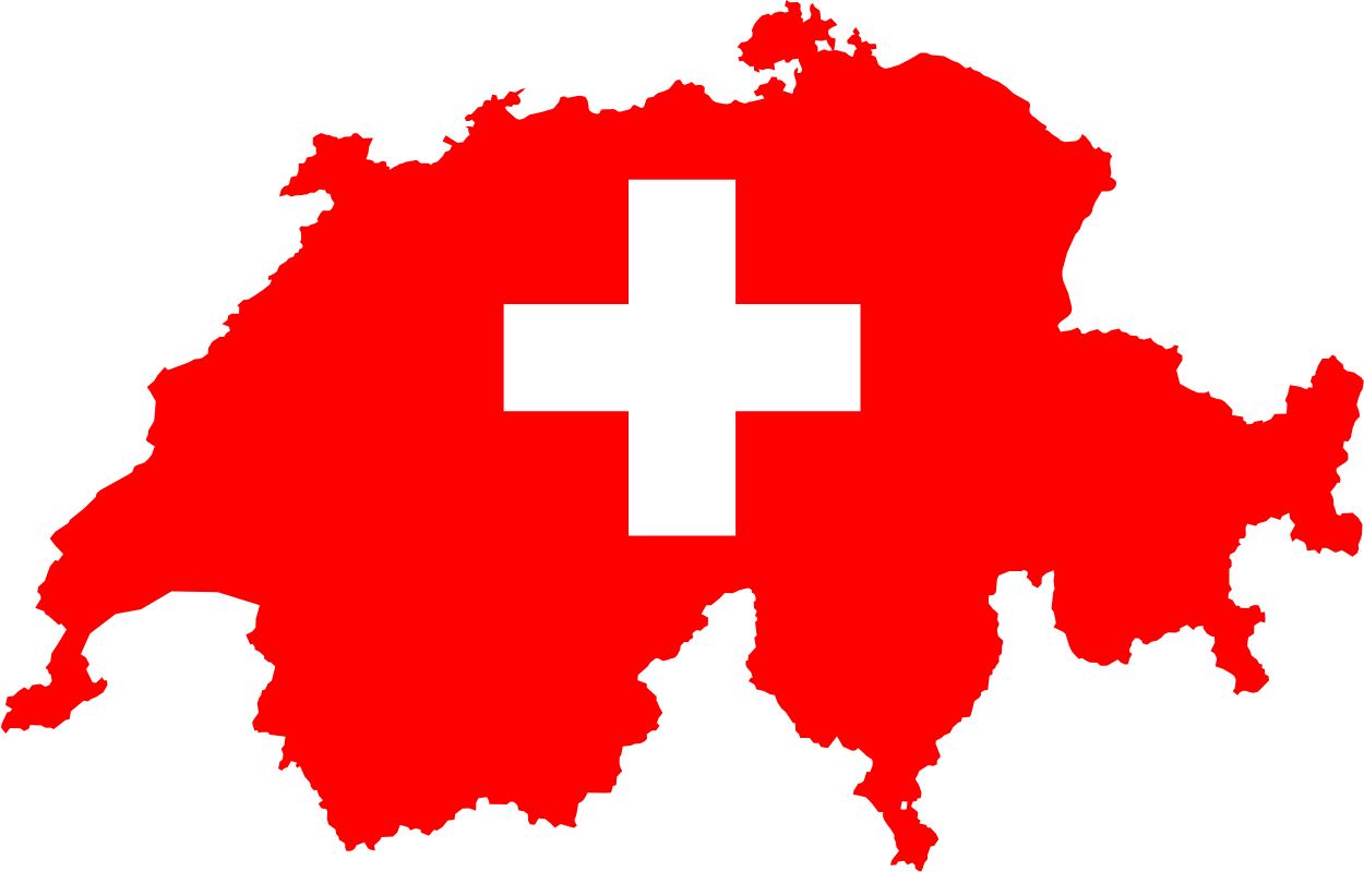 Map of switzerland featuring the switzerland flag