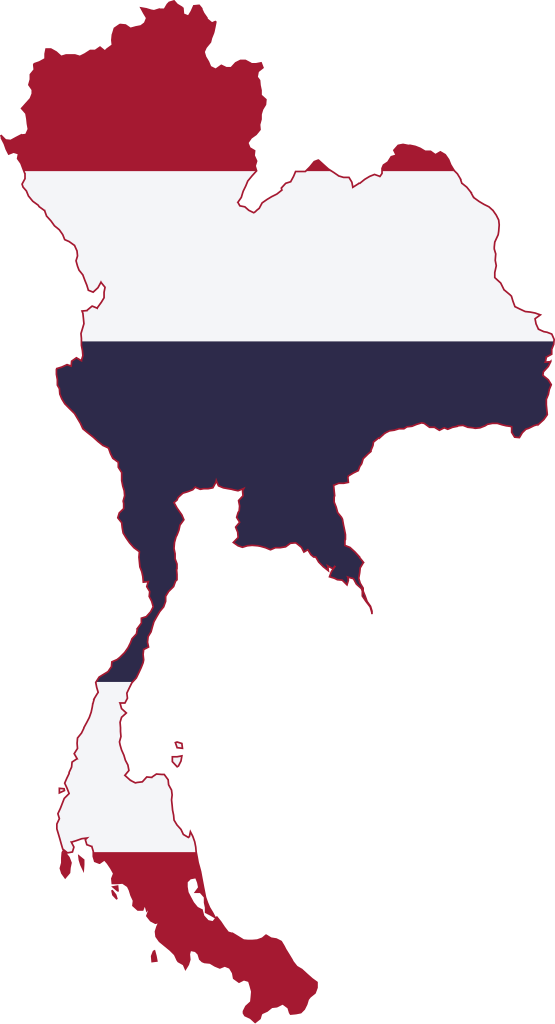 Map of thailand featuring the thailand flag