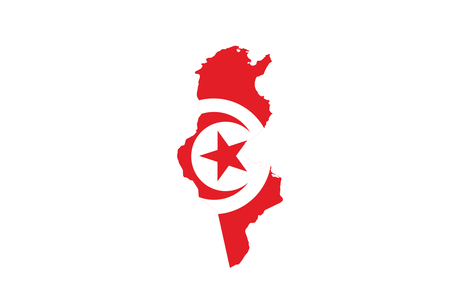 Map of tunisia featuring the tunisia flag
