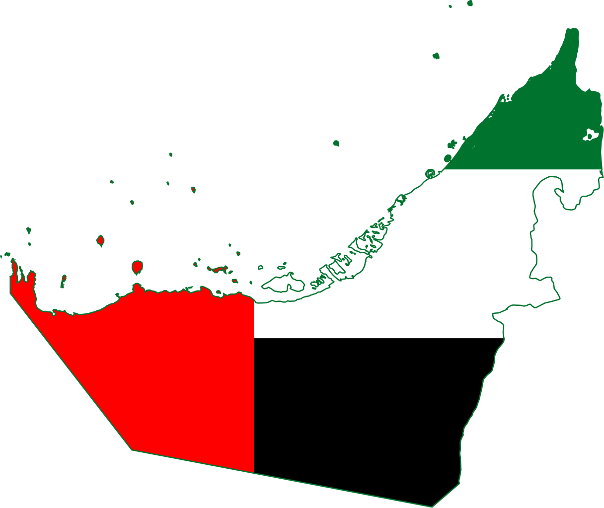 Map of uae featuring the uae flag