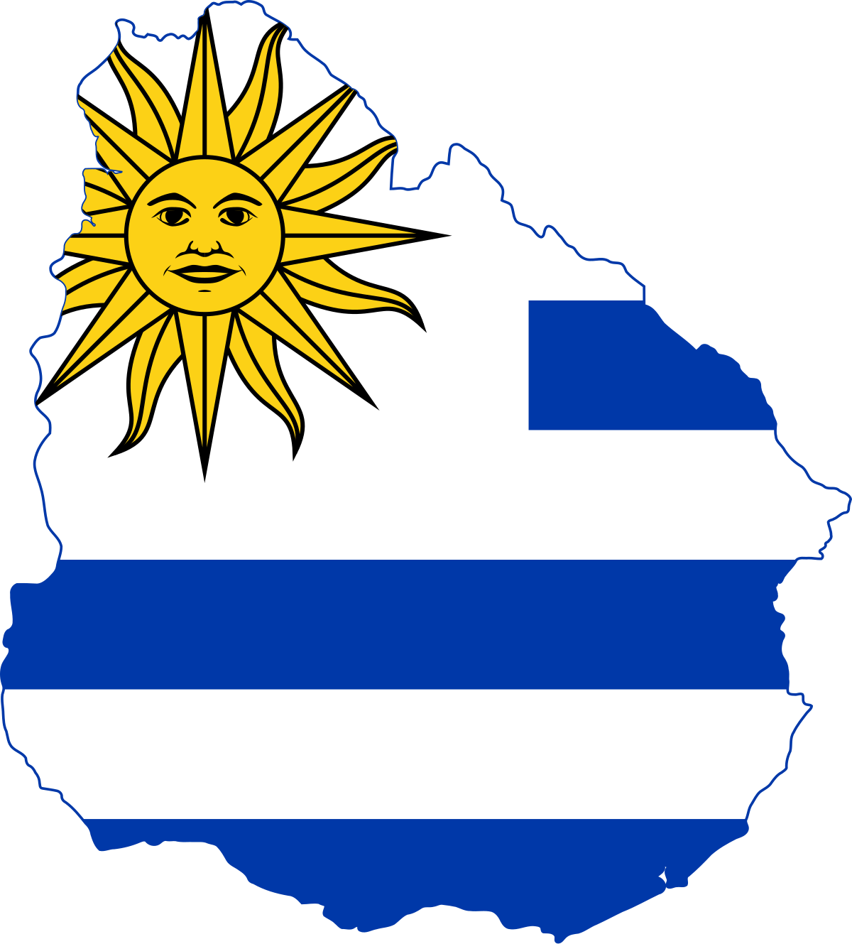Map of uruguay featuring the uruguay flag