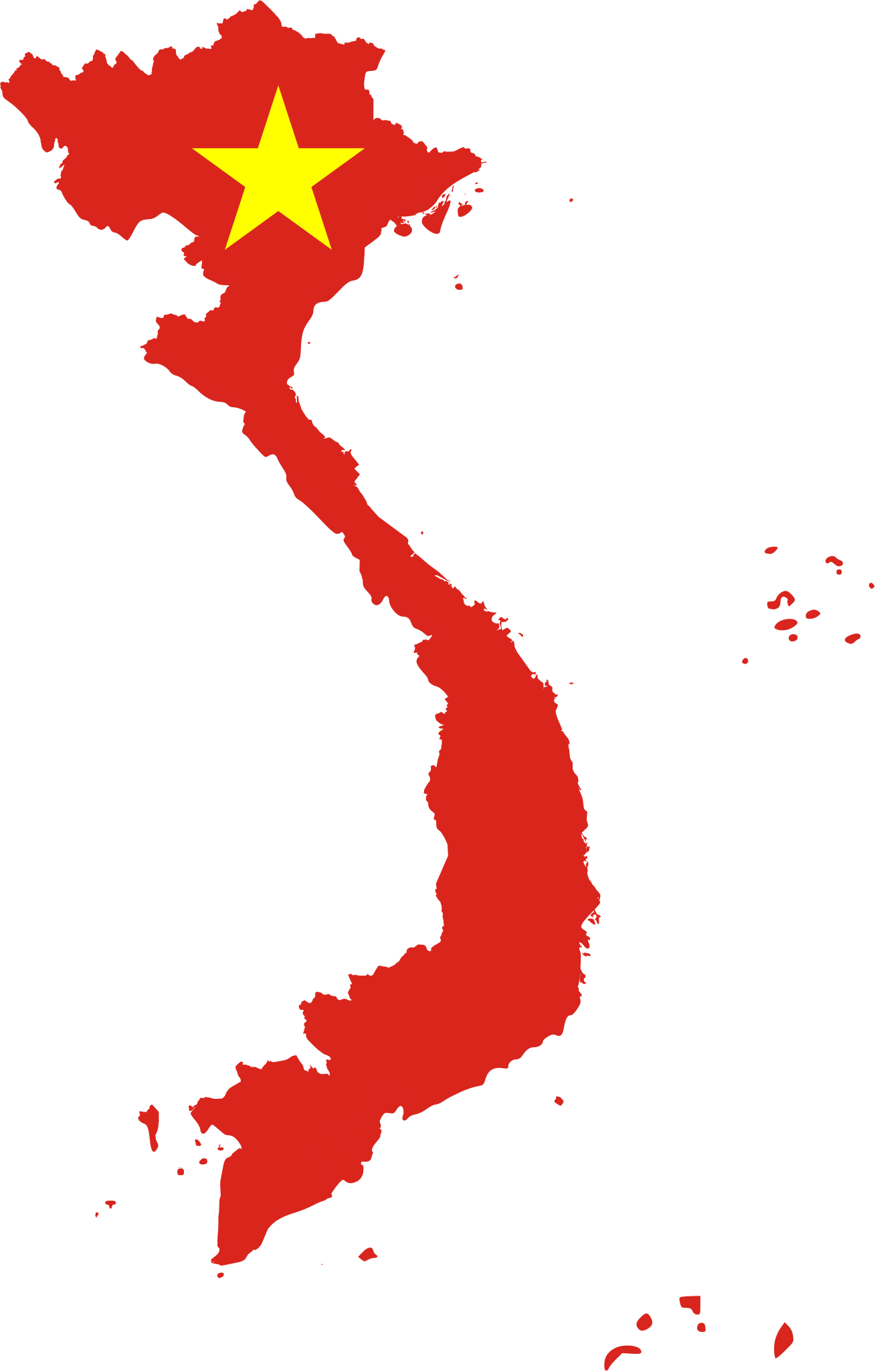 Map of vietnam featuring the vietnam flag